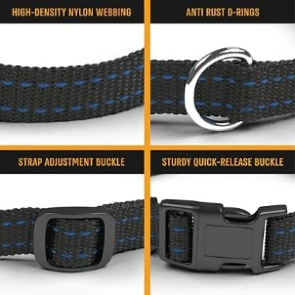 ADJUSTABLE QUICK RELEASE DOG COLLAR BLUE BLACK